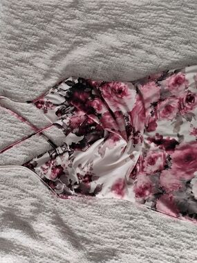 Lovely Day Strapless Floral Dress in White and Pink